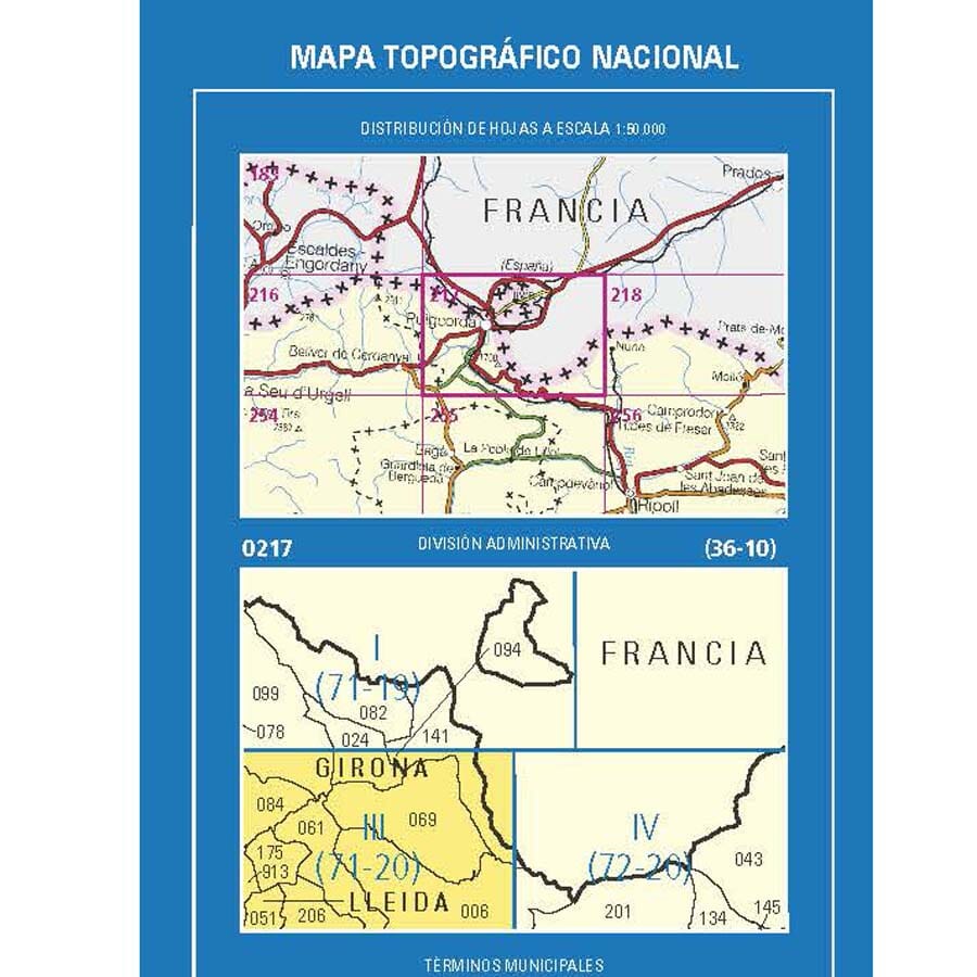 Carte topographique de l'Espagne n° 0217.3 - Alp | CNIG - 1/25 000 carte de randonnée CNIG