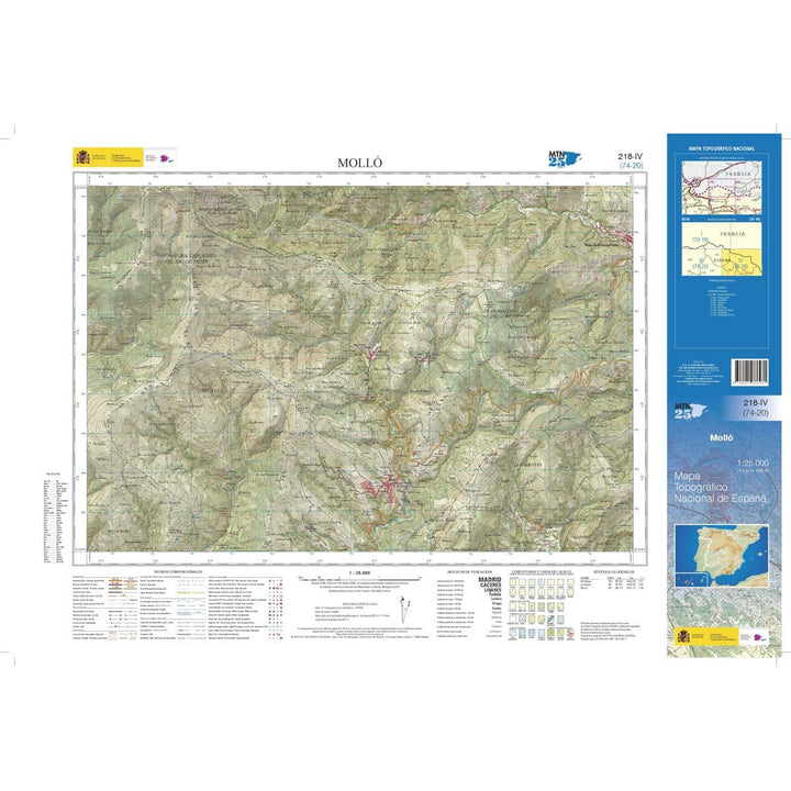 Carte topographique de l'Espagne n° 0218.4 - Molló | CNIG - 1/25 000 carte de randonnée CNIG