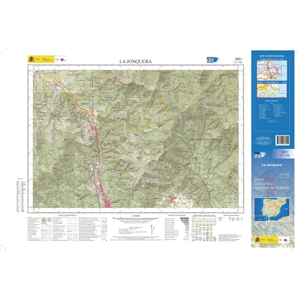 Carte topographique de l'Espagne n° 0220.1 - La Jonquera | CNIG - 1/25 000 carte de randonnée CNIG