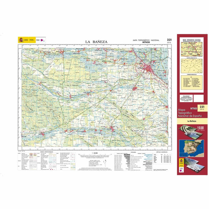 Carte topographique de l'Espagne n° 0231 - La Bañeza | CNIG - 1/50 000 carte de randonnée CNIG