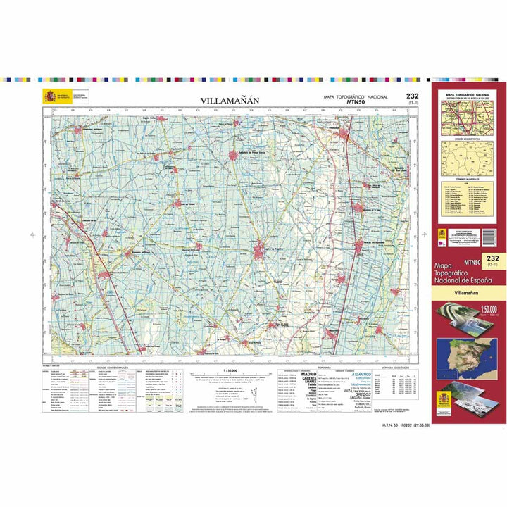 Carte topographique de l'Espagne n° 0232 - Villamañán | CNIG - 1/50 000 carte de randonnée CNIG
