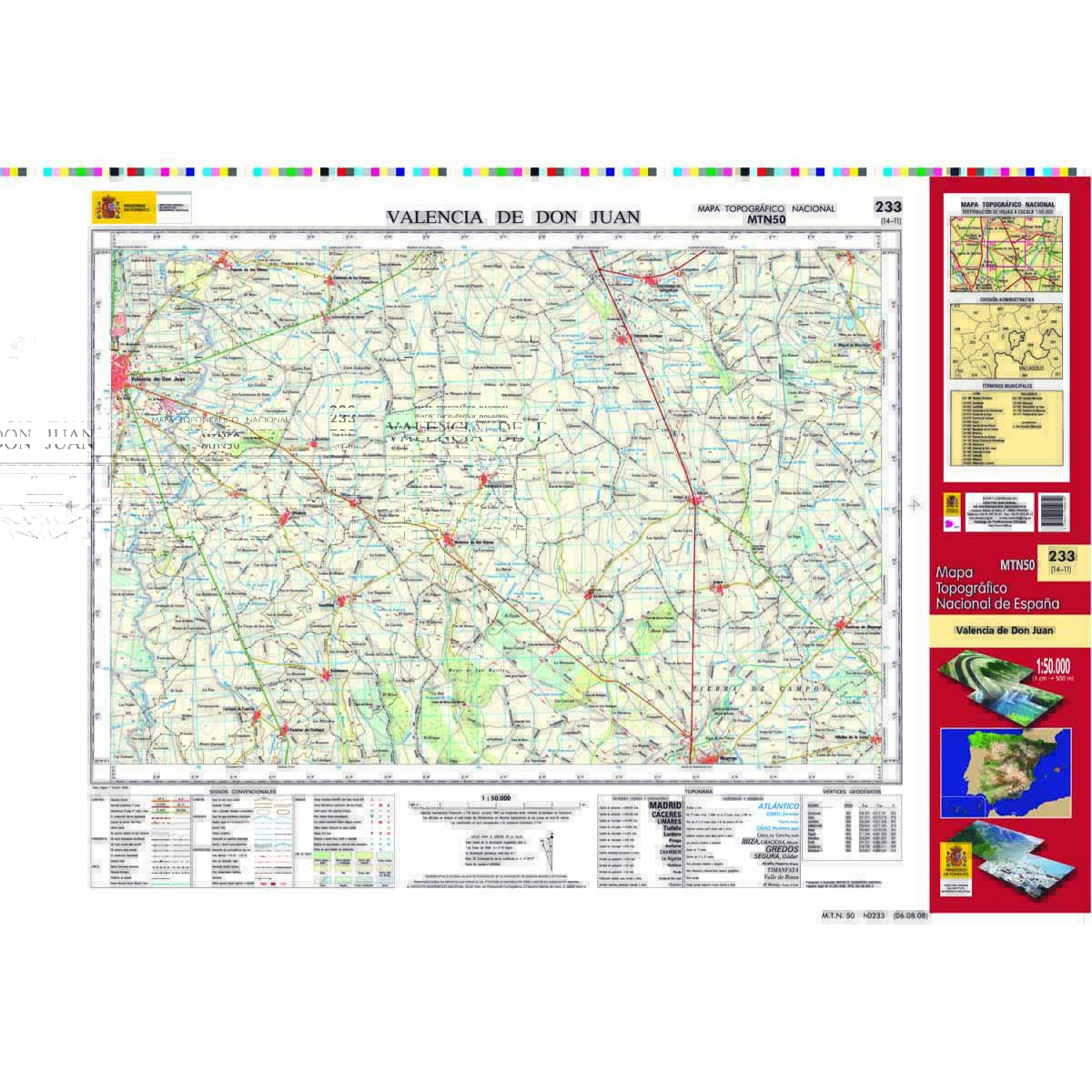 Carte topographique de l'Espagne n° 0233 - Valencia de Don Juan | CNIG - 1/50 000 carte de randonnée CNIG