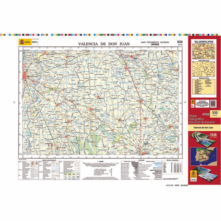 Carte topographique de l'Espagne n° 0233 - Valencia de Don Juan | CNIG - 1/50 000 carte de randonnée CNIG