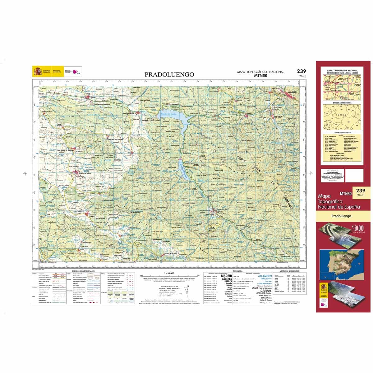 Carte topographique de l'Espagne n° 0239 - Pradoluengo | CNIG - 1/50 000 carte de randonnée CNIG