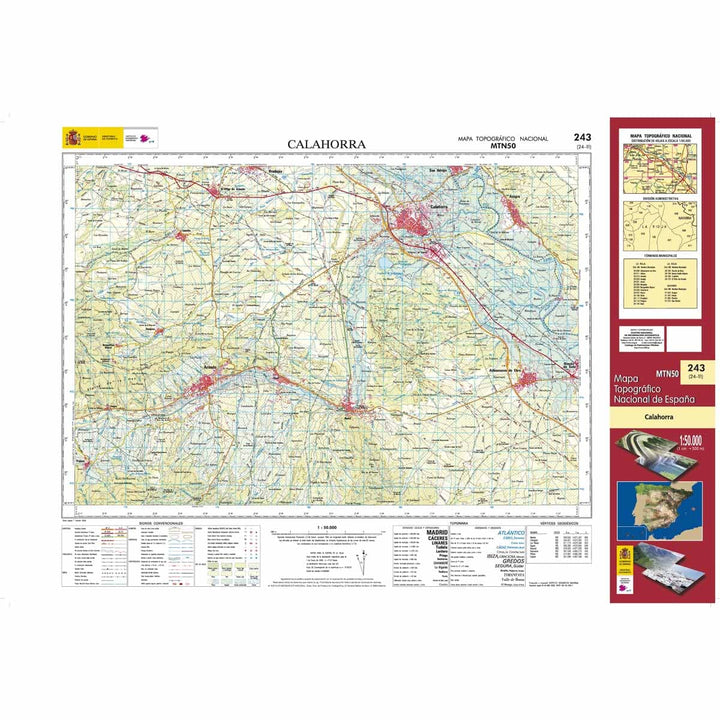 Carte topographique de l'Espagne n° 0243 - Calahorra | CNIG - 1/50 000 carte de randonnée CNIG