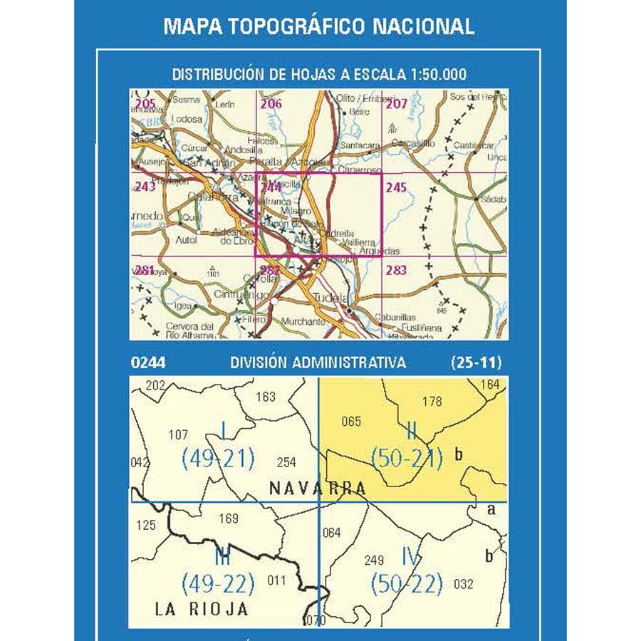 Carte topographique de l'Espagne n° 0244.2 - Rada | CNIG - 1/25 000 carte de randonnée CNIG