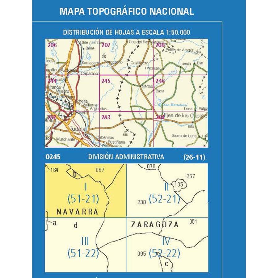 Carte topographique de l'Espagne n° 0245.1 - Alera | CNIG - 1/25 000 carte de randonnée CNIG