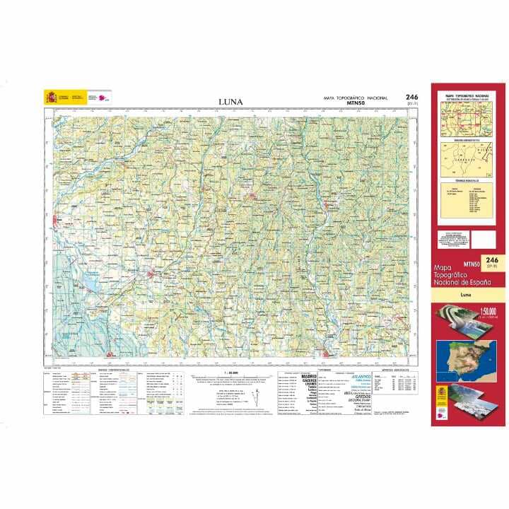 Carte topographique de l'Espagne n° 0246 - Luna | CNIG - 1/50 000 carte de randonnée CNIG