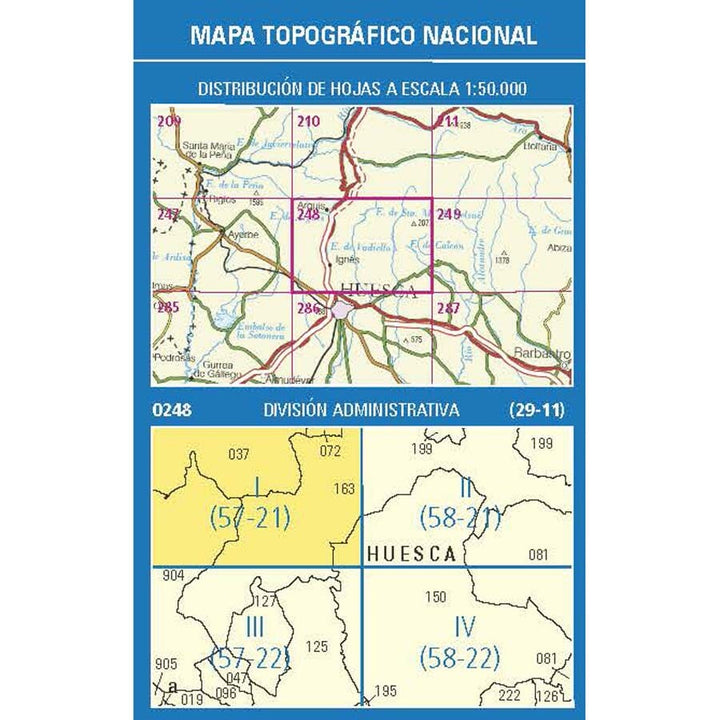 Carte topographique de l'Espagne n° 0248.1 - Nueno | CNIG - 1/25 000 carte de randonnée CNIG