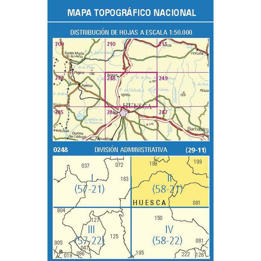 Carte topographique de l'Espagne n° 0248.2 - Nocito | CNIG - 1/25 000 carte de randonnée CNIG