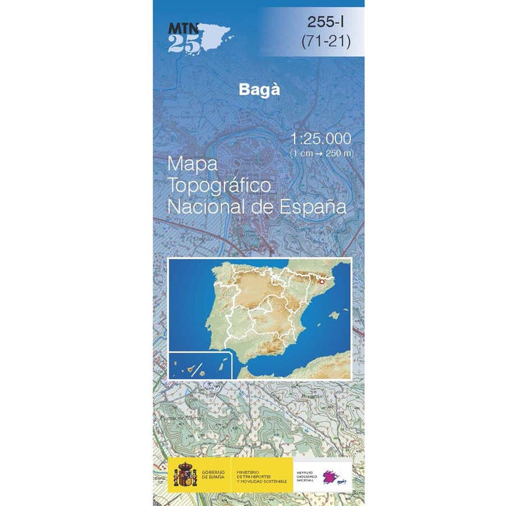 Carte topographique de l'Espagne n° 0255.1 - Bagà | CNIG - 1/25 000 carte de randonnée CNIG