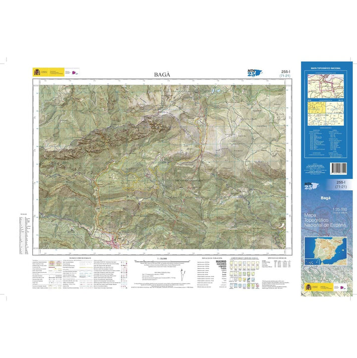 Carte topographique de l'Espagne n° 0255.1 - Bagà | CNIG - 1/25 000 carte de randonnée CNIG