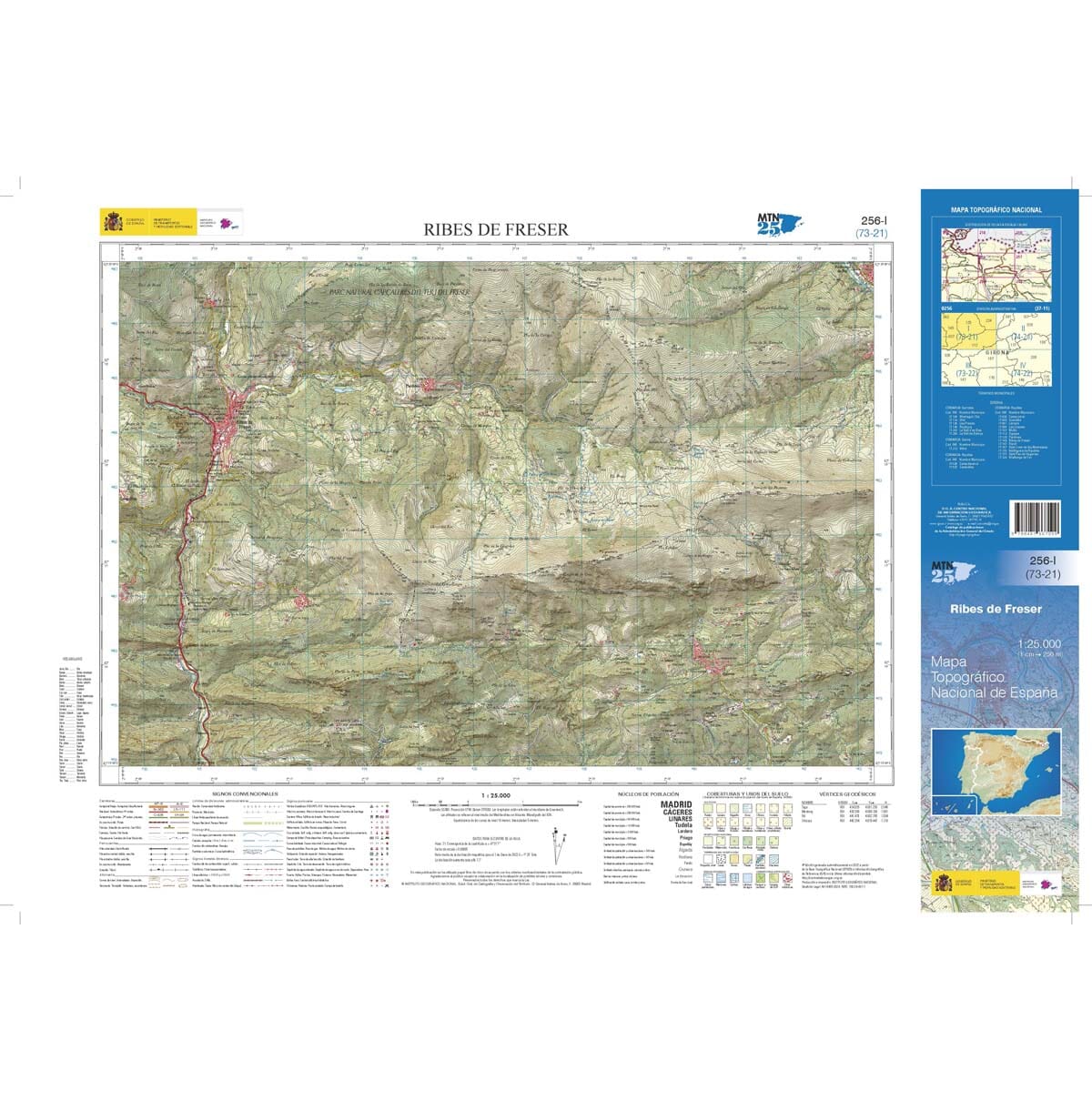Carte topographique de l'Espagne n° 0256.1 - Ribes de Freser | CNIG - 1/25 000 carte de randonnée CNIG