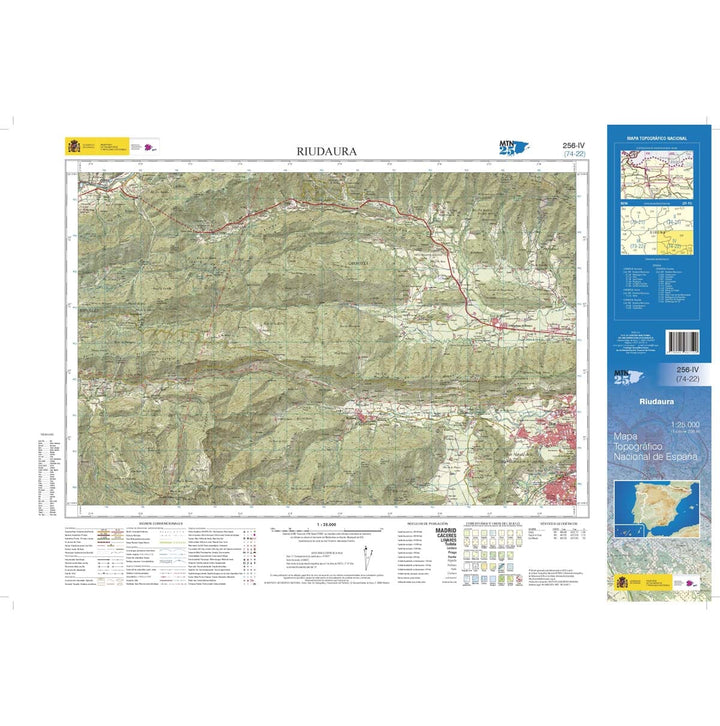 Carte topographique de l'Espagne n° 0256.4 - Riudaura | CNIG - 1/25 000 carte de randonnée CNIG