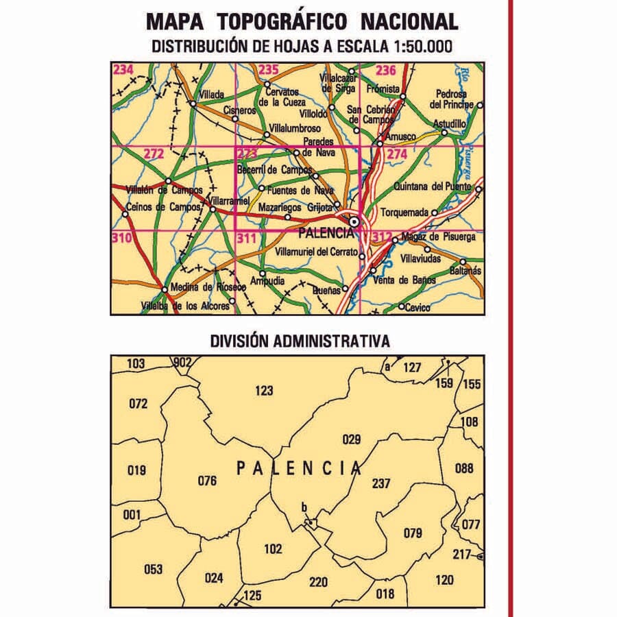 Carte topographique de l'Espagne n° 0273 - Palencia | CNIG - 1/50 000 carte de randonnée CNIG