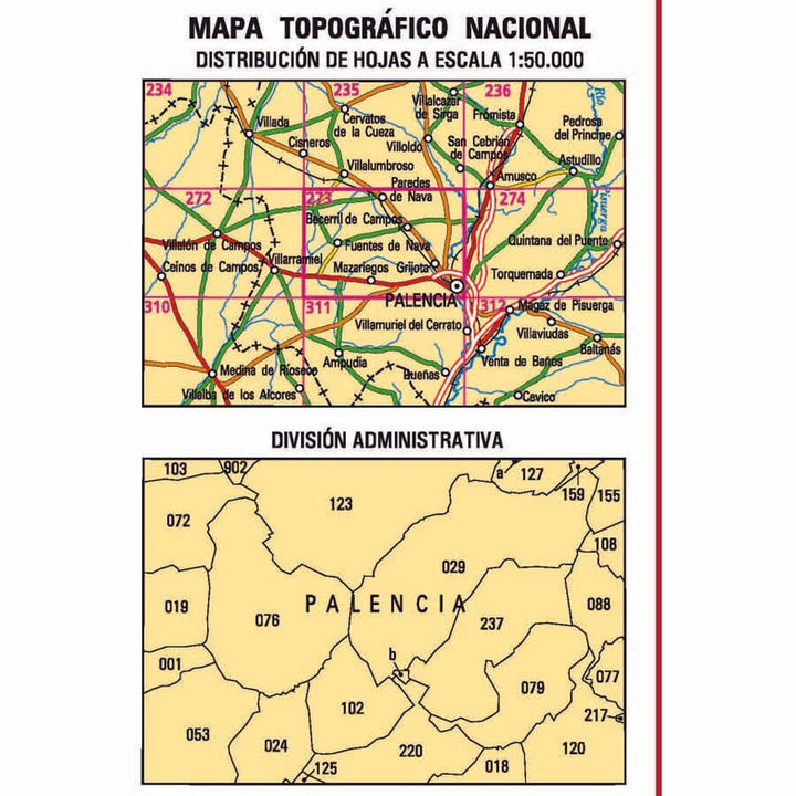 Carte topographique de l'Espagne n° 0273 - Palencia | CNIG - 1/50 000 carte de randonnée CNIG