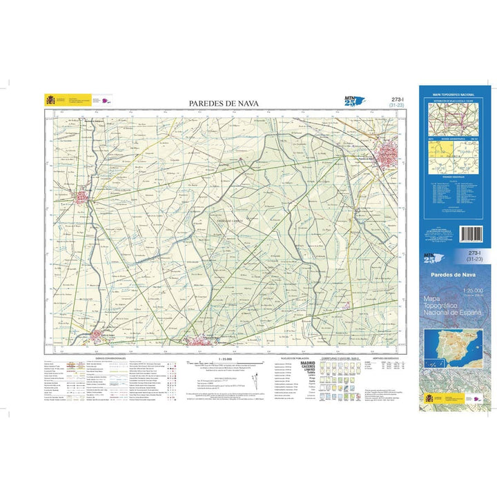 Carte topographique de l'Espagne n° 0273.1 - Paredes de Nava | CNIG - 1/25 000 carte de randonnée CNIG