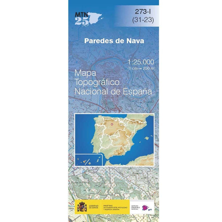 Carte topographique de l'Espagne n° 0273.1 - Paredes de Nava | CNIG - 1/25 000 carte de randonnée CNIG