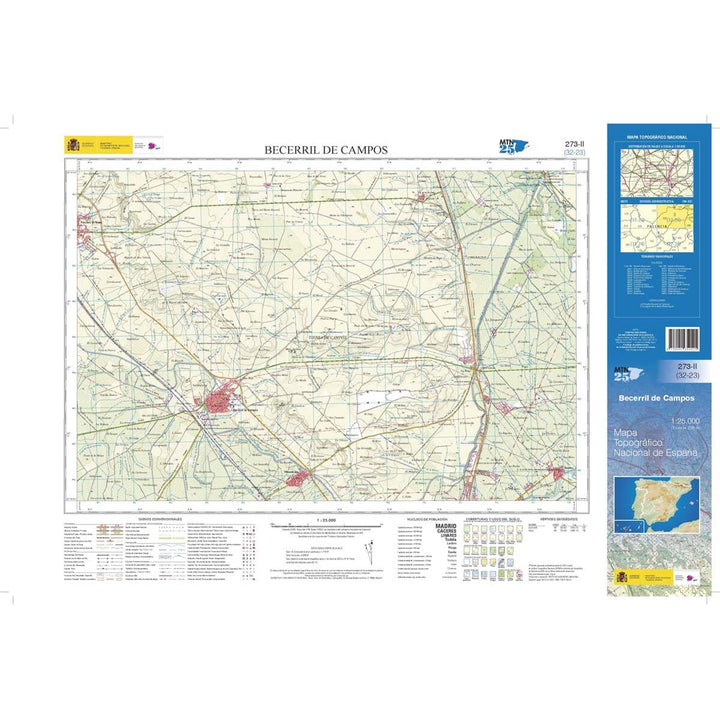 Carte topographique de l'Espagne n° 0273.2 - Becerril de Campos | CNIG - 1/25 000 carte de randonnée CNIG