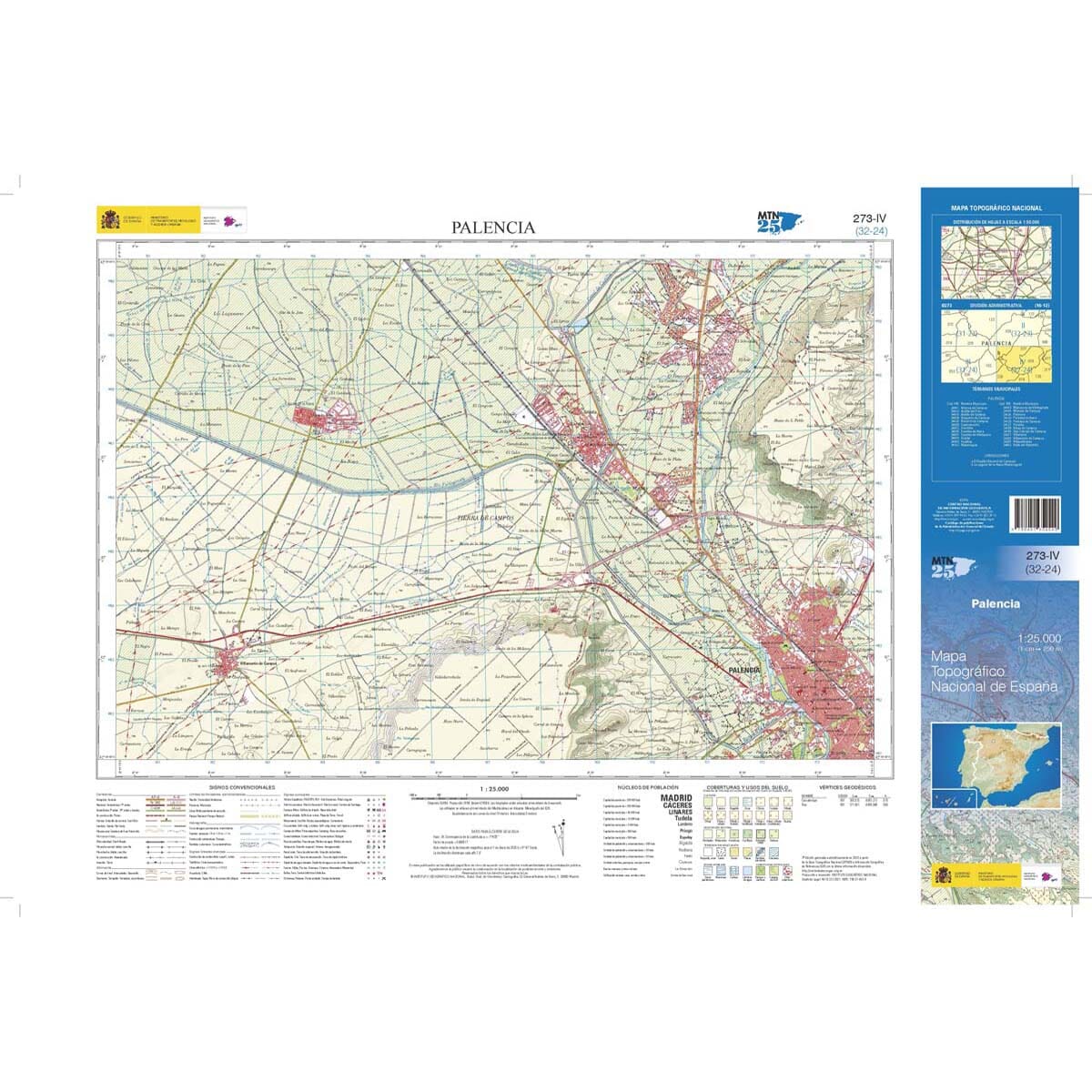 Carte topographique de l'Espagne n° 0273.4 - Palencia | CNIG - 1/25 000 carte de randonnée CNIG