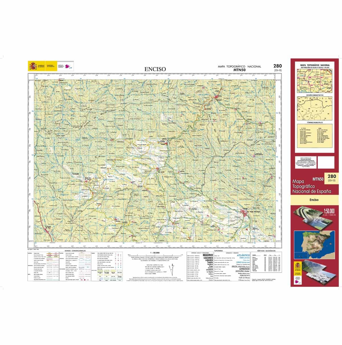 Carte topographique de l'Espagne n° 0280 - Enciso | CNIG - 1/50 000 carte de randonnée CNIG