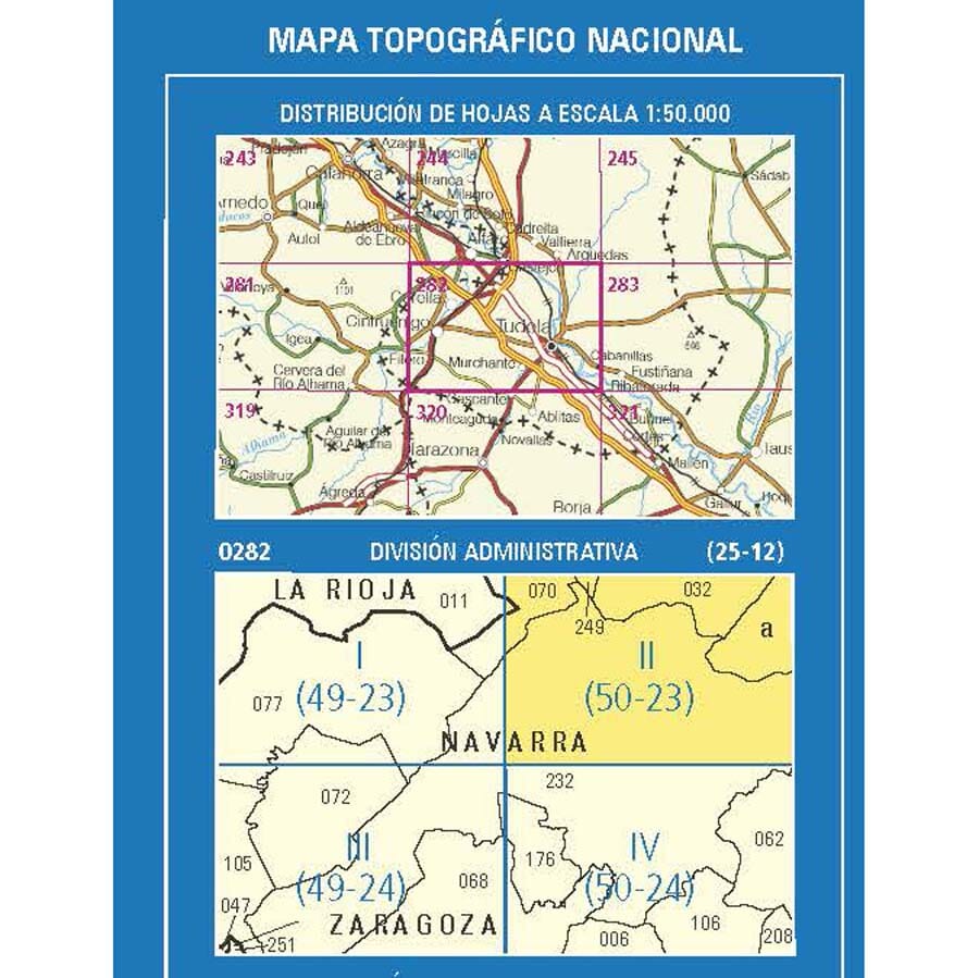 Carte topographique de l'Espagne n° 0282.2 - Murillo De Las Limas | CNIG - 1/25 000 carte de randonnée CNIG