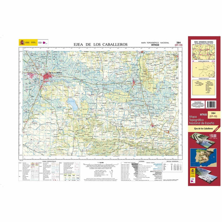 Carte topographique de l'Espagne n° 0284 - Ejea de los Caballeros | CNIG - 1/50 000 carte de randonnée CNIG