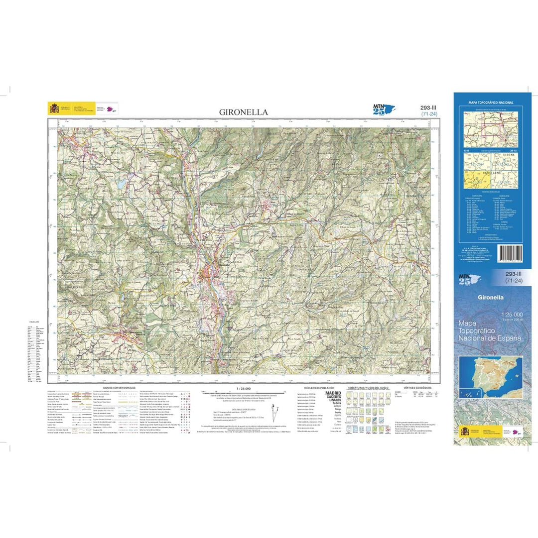 Carte topographique de l'Espagne n° 0293.3 - Gironella | CNIG - 1/25 000 carte pliée CNIG 