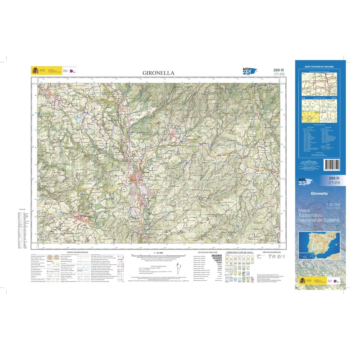 Carte topographique de l'Espagne n° 0293.3 - Gironella | CNIG - 1/25 000 carte de randonnée CNIG