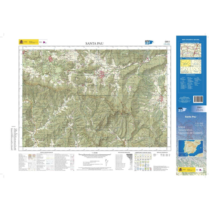 Carte topographique de l'Espagne n° 0295.1 - Santa Pau | CNIG - 1/25 000 carte de randonnée CNIG