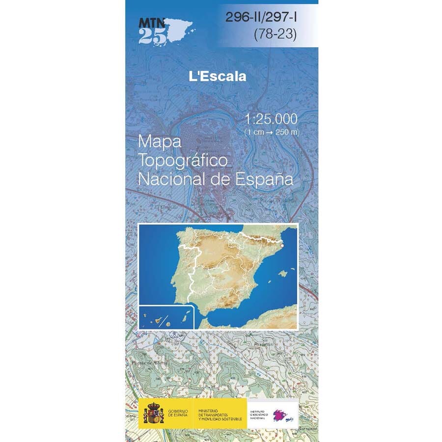Carte topographique de l'Espagne n° 0296.2/0297.1 - L'Escala | CNIG - 1/25 000 carte de randonnée CNIG