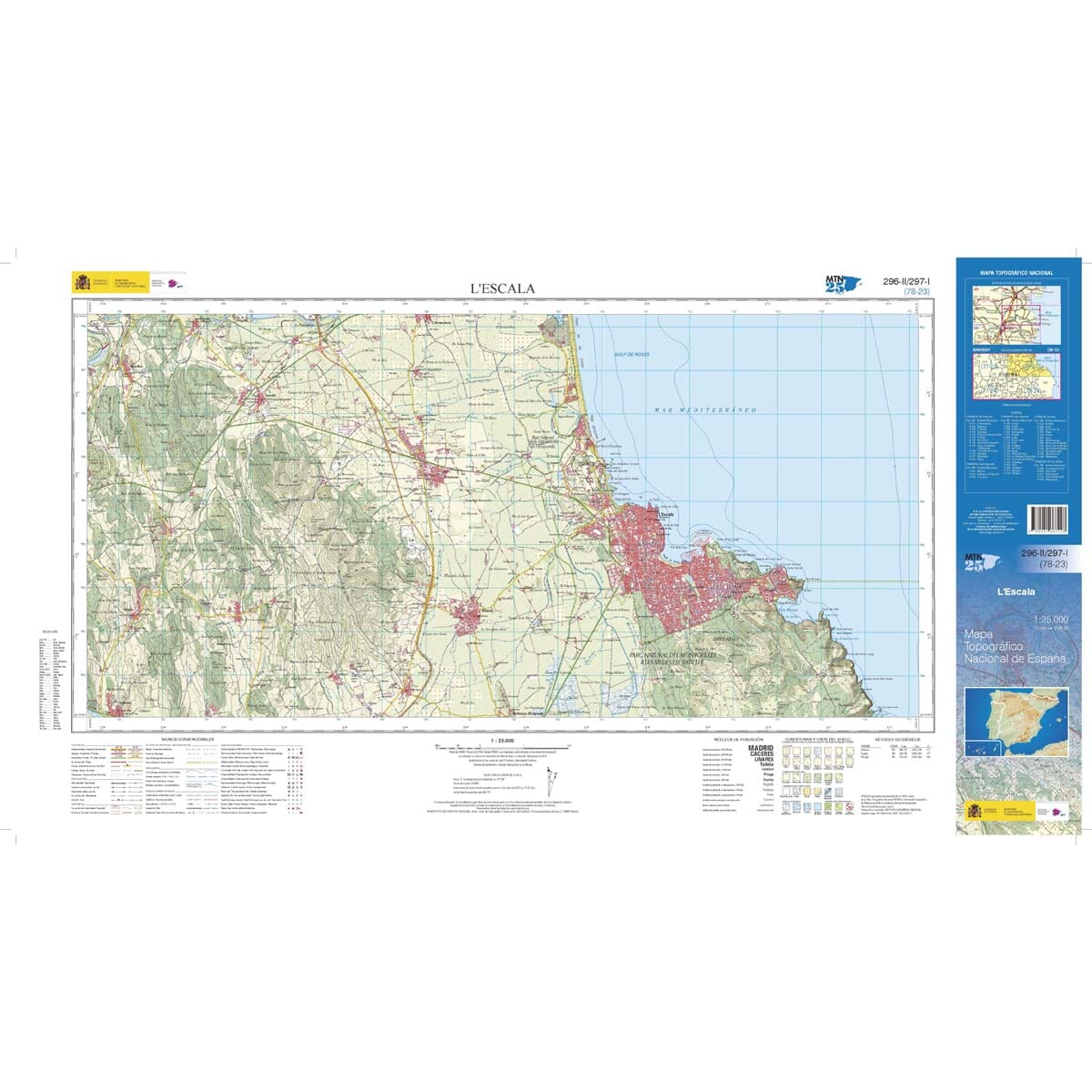 Carte topographique de l'Espagne n° 0296.2/0297.1 - L'Escala | CNIG - 1/25 000 carte de randonnée CNIG