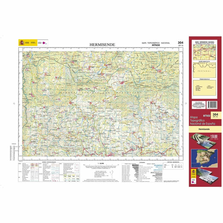 Carte topographique de l'Espagne n° 0304 - Hermisende | CNIG - 1/50 000 carte de randonnée CNIG