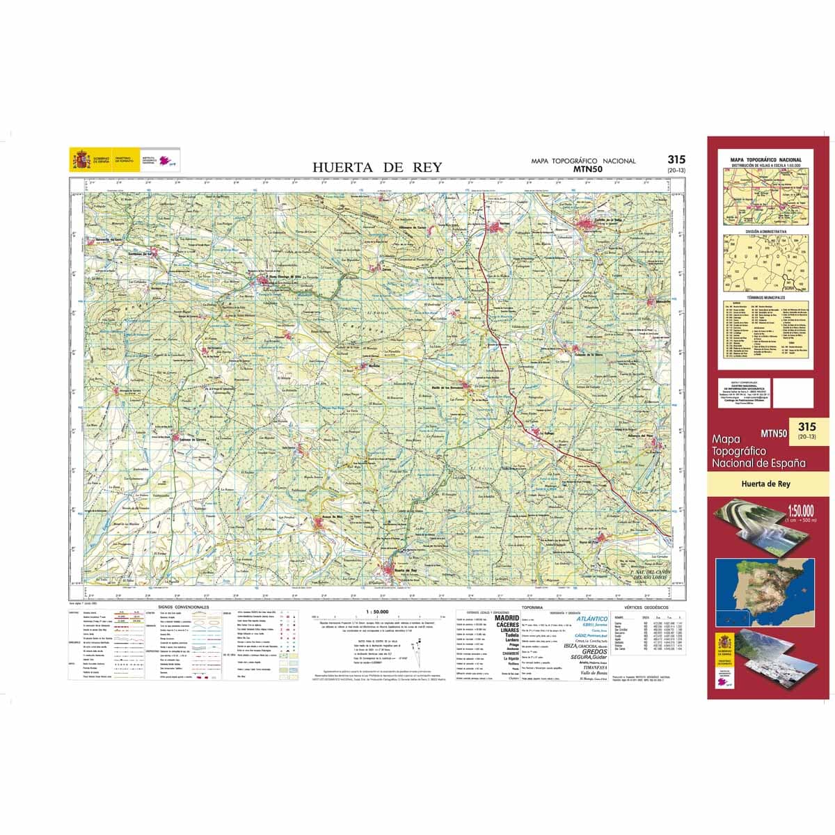 Carte topographique de l'Espagne n° 0315 - Huerta del Rey | CNIG - 1/50 000 carte de randonnée CNIG