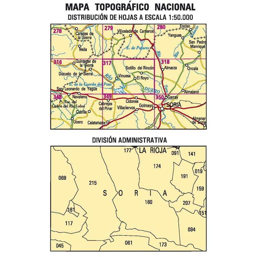 Carte topographique de l'Espagne n° 0317 - Vinuesa | CNIG - 1/50 000 carte de randonnée CNIG