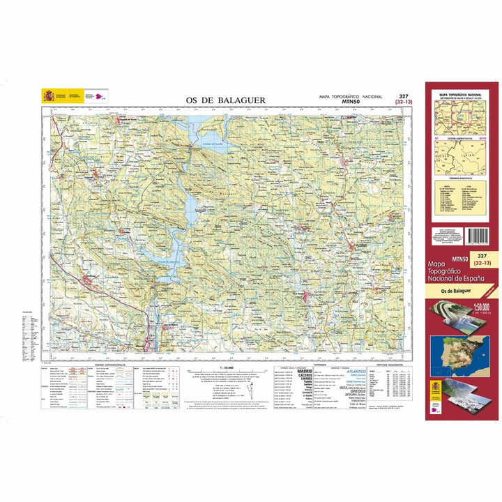 Carte topographique de l'Espagne n° 0327 - Os de Balaguer | CNIG - 1/50 000 carte de randonnée CNIG