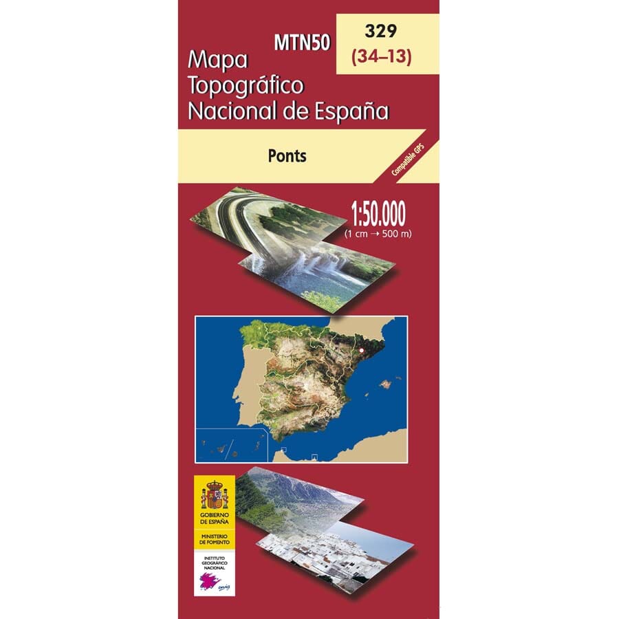 Carte topographique de l'Espagne n° 0329 - Ponts | CNIG - 1/50 000 carte de randonnée Cartovia Default Title