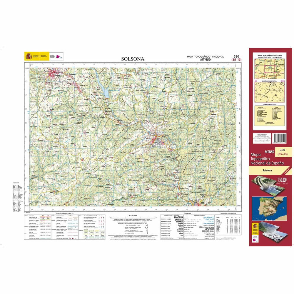 Carte topographique de l'Espagne n° 0330 - Solsona | CNIG - 1/50 000 carte pliée CNIG 