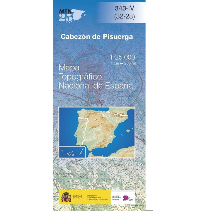 Carte topographique de l'Espagne n° 0343.4 - Cabezon de Pisuerga | CNIG - 1/25 000 carte de randonnée CNIG