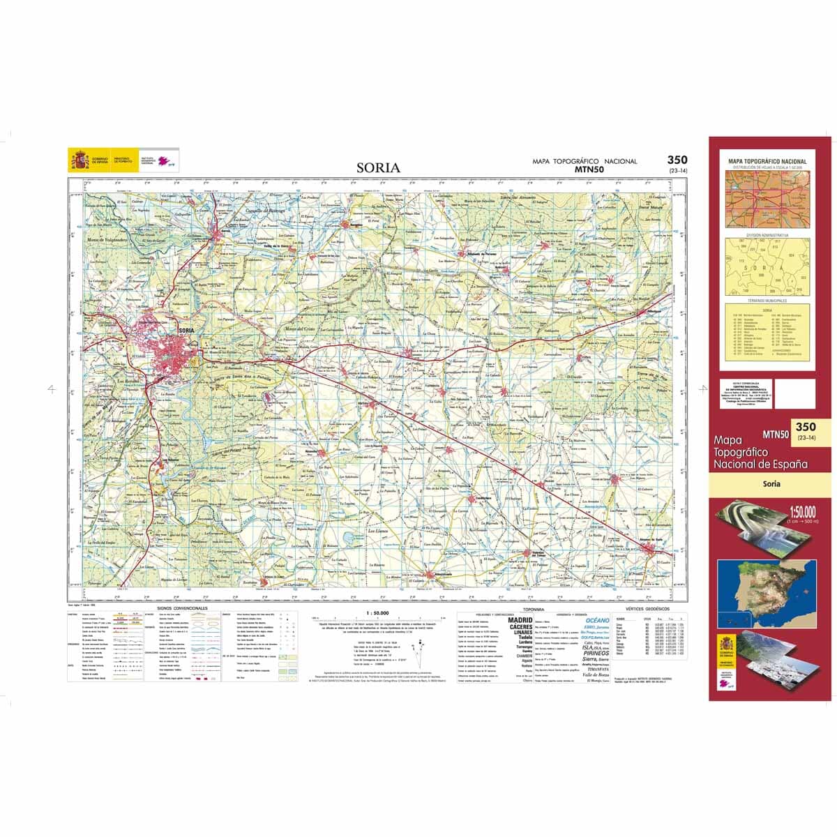 Carte topographique de l'Espagne n° 0350 - Soria | CNIG - 1/50 000 carte de randonnée CNIG