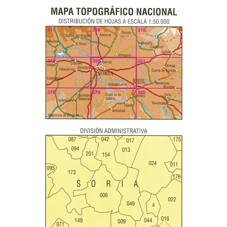 Carte topographique de l'Espagne n° 0350 - Soria | CNIG - 1/50 000 carte de randonnée CNIG