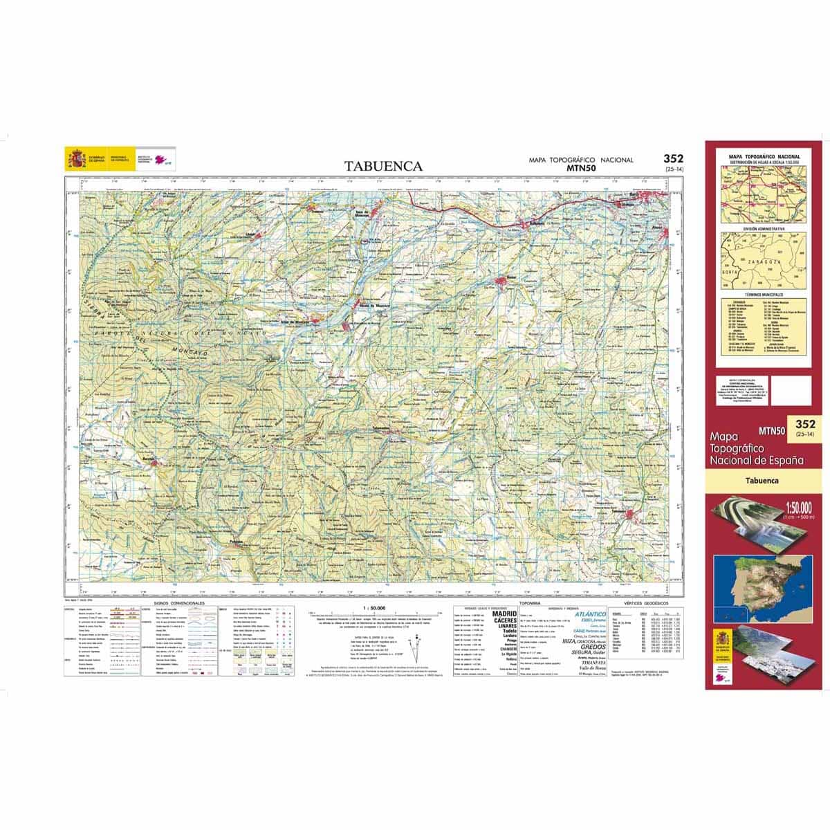Carte topographique de l'Espagne n° 0352 - Tabuenca | CNIG - 1/50 000 carte de randonnée CNIG