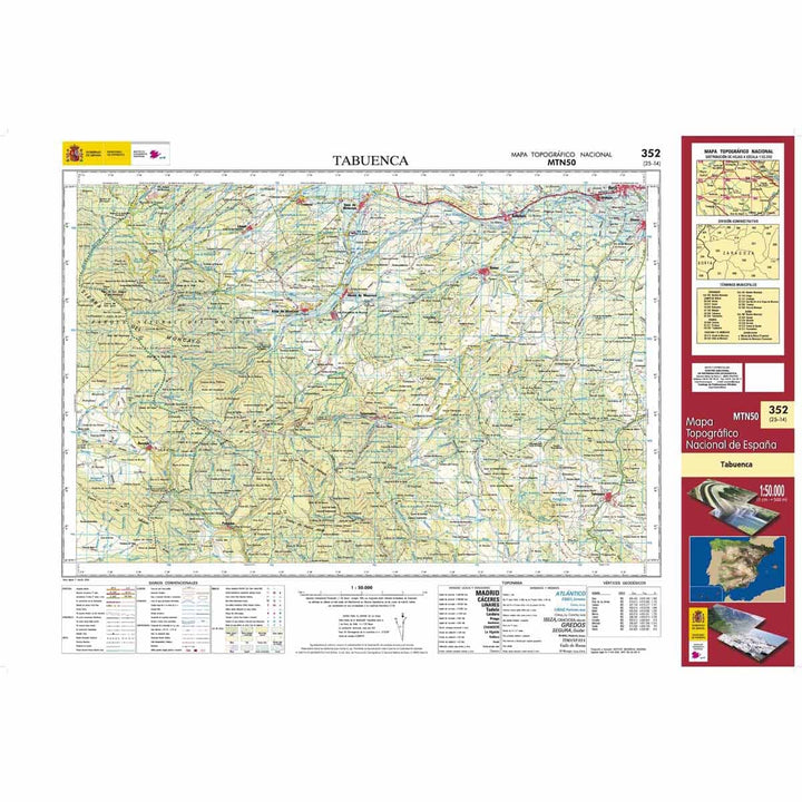 Carte topographique de l'Espagne n° 0352 - Tabuenca | CNIG - 1/50 000 carte de randonnée CNIG