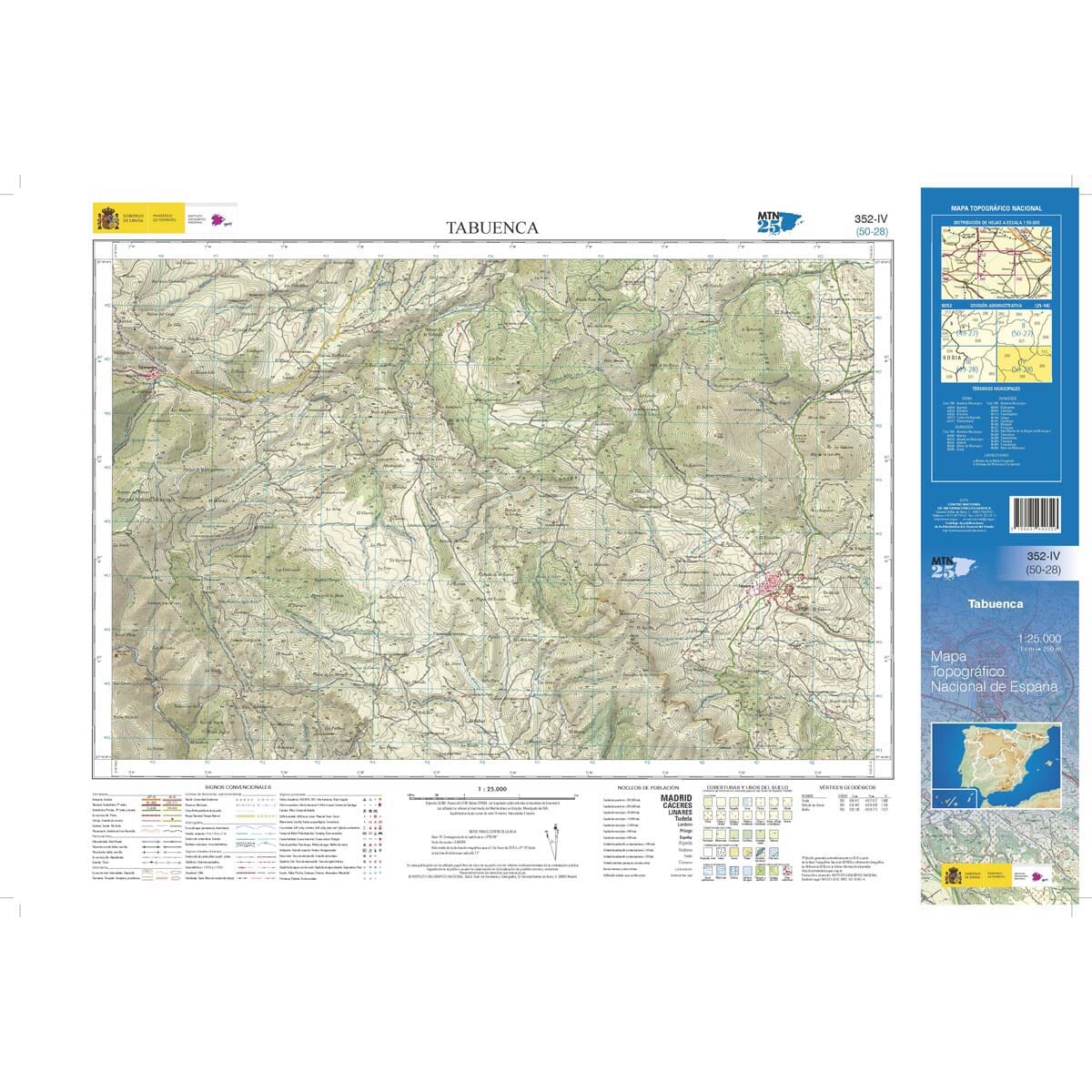 Carte topographique de l'Espagne n° 0352.4 - Tabuenca | CNIG - 1/25 000 carte de randonnée CNIG