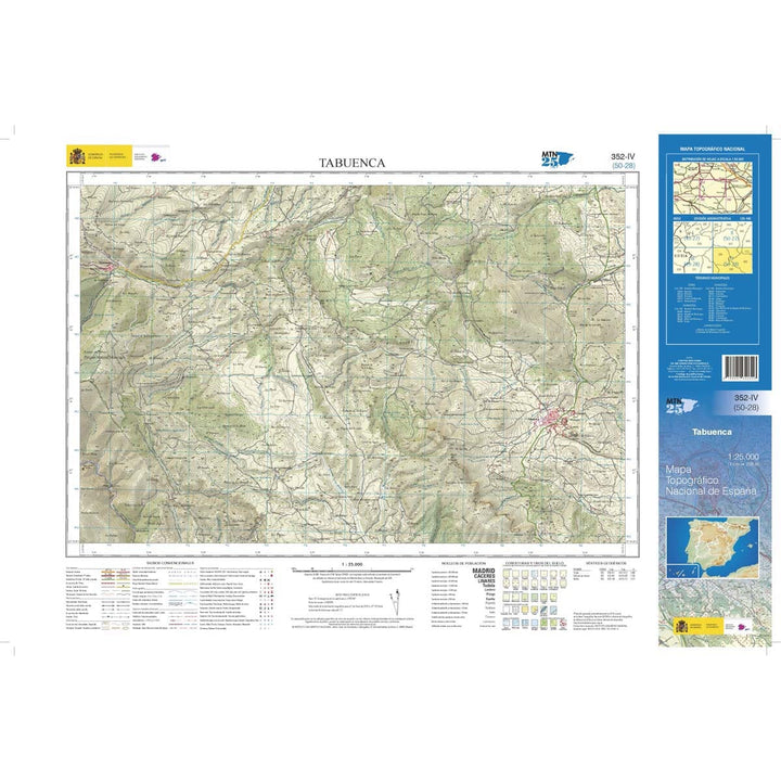 Carte topographique de l'Espagne n° 0352.4 - Tabuenca | CNIG - 1/25 000 carte de randonnée CNIG