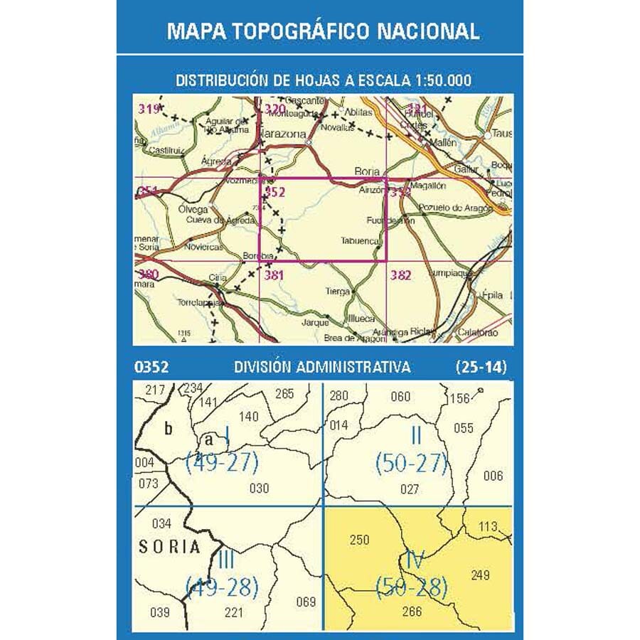 Carte topographique de l'Espagne n° 0352.4 - Tabuenca | CNIG - 1/25 000 carte de randonnée CNIG