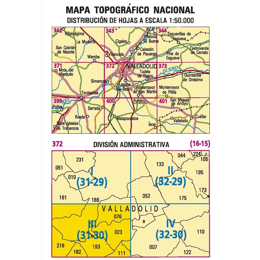 Carte topographique de l'Espagne n° 0372.3 - Laguna de Duero | CNIG - 1/25 000 carte de randonnée CNIG
