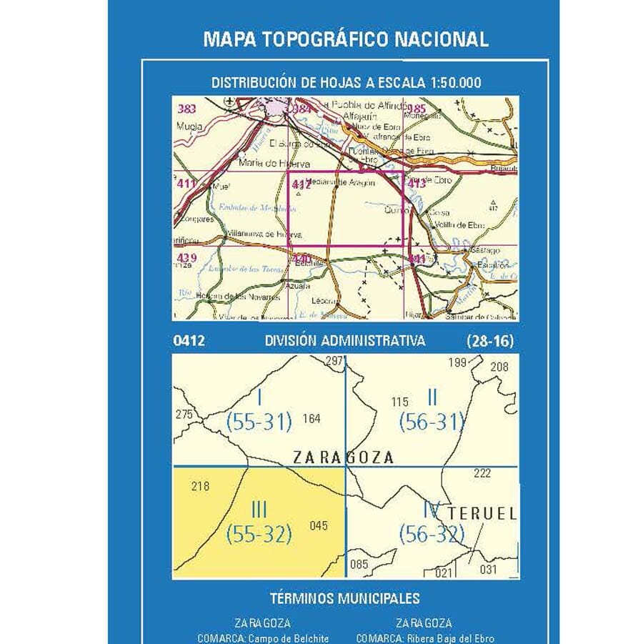 Carte topographique de l'Espagne n° 0412.3 - Codo (édition 2026) | CNIG - 1/25 000 carte de randonnée CNIG