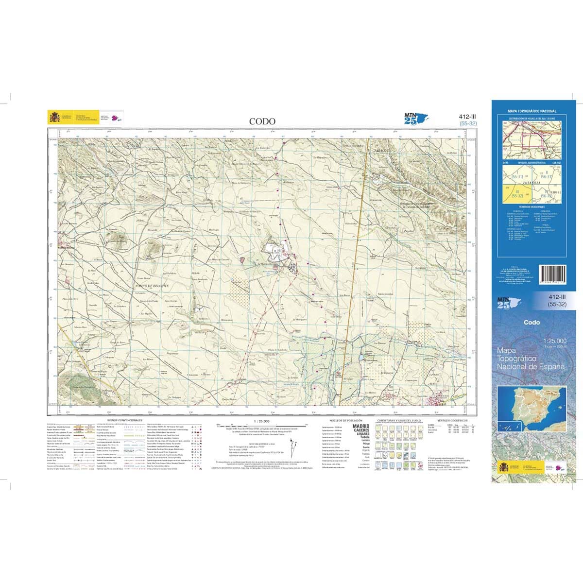 Carte topographique de l'Espagne n° 0412.3 - Codo (édition 2026) | CNIG - 1/25 000 carte de randonnée CNIG