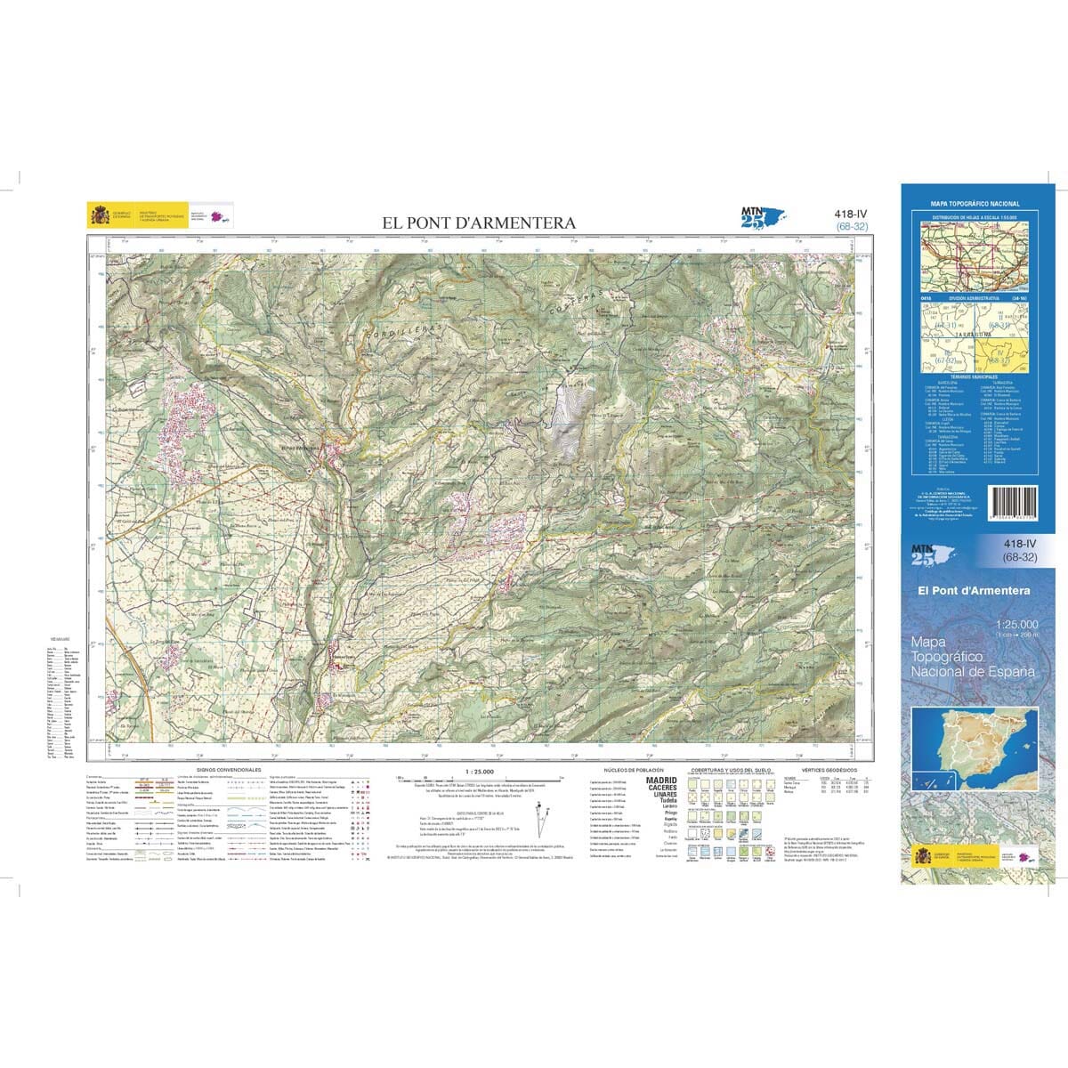Carte topographique de l'Espagne n° 0418.4 - El Pont d´Armentera 1/25 | CNIG - 1/25 000 carte de randonnée CNIG